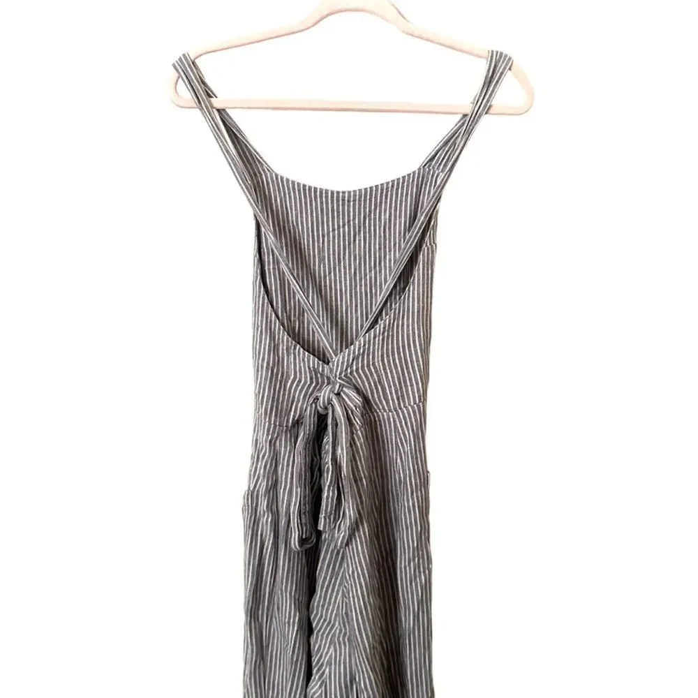FREE PEOPLE Off The Shore Linen Blend Wide‎ Leg Jumpsuit Sz 4